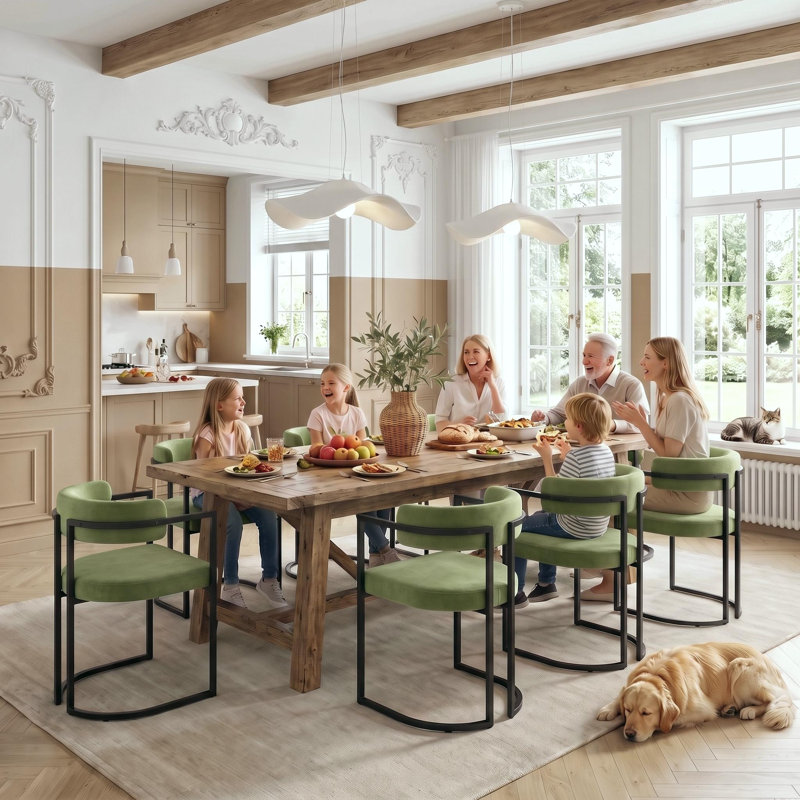 Fairmont Park Dining Chairs Upholstered in Modern Kitchen Chairs in Metal Frame for Living Room Restaurant Cafe, 2, Green