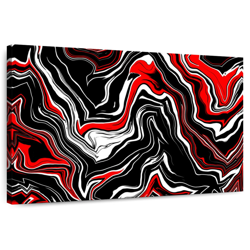 Avery abstrait rouge et blanc, H 34 po x l 51 po