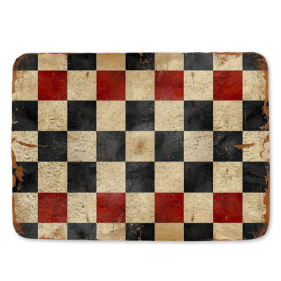 Échiquier tapis de bain jeu salle de bain décor damier vieilli
