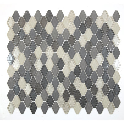 Carreau de mosaïque mural hexagonal gris art déco 11 po x 11 po Art Deco