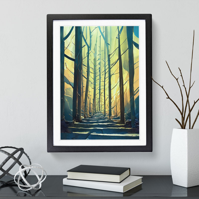Forest Abstract No.5 - Single Picture Frame Painting, Black, 64cm H x 46cm W x 2cm D