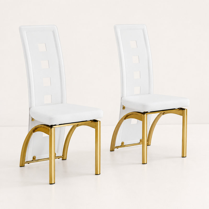 Chaise rembourrée Phoebe, White, Gold