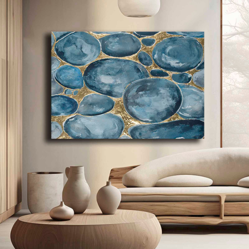 Art mural sur toile mosaïque pierre bleue