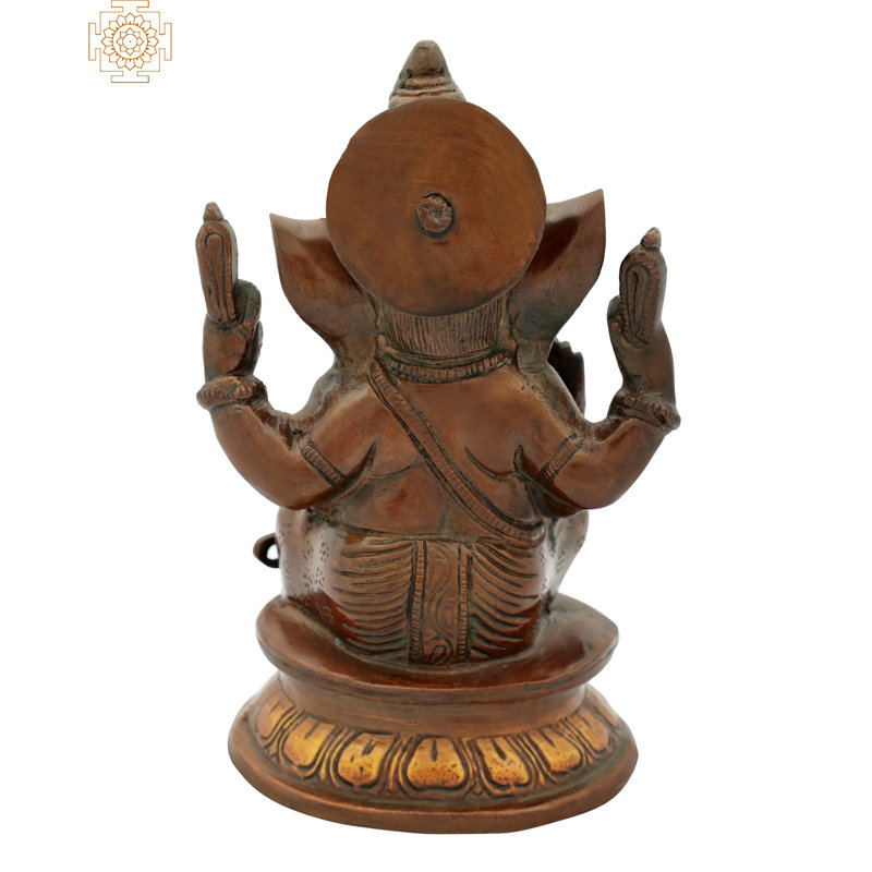 Figurine Bénédiction Ganesha assise sur piédestal, Or