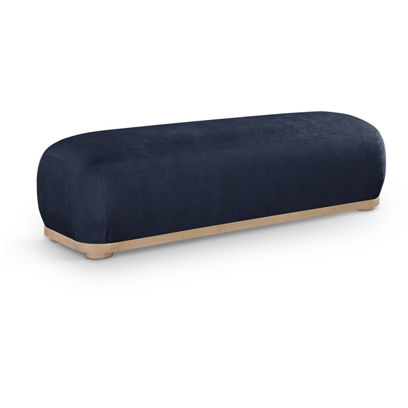Banc en tissu Calum Chenille, Tissu chenille bleu marine, Natural