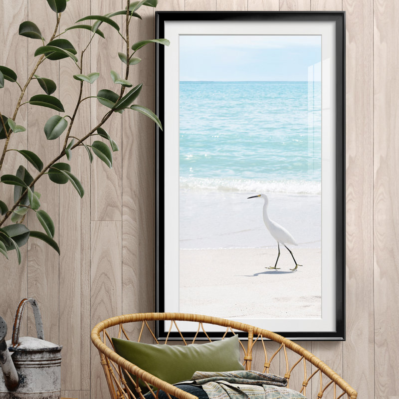 Summer Egret II - reproduction de photo encadrée, H 22,5 po x l 42,5 po x P 1,5 po, Papier encadré noir