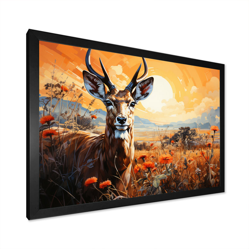 «Bilgin Gazelle Landscape I», reproduction, H 12 po x l 20 po x P 1 po, Cadre simple noir