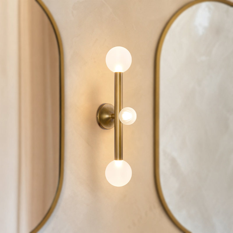 Martinez 3 - Light LED Vanity Light, Vintage Brass/Opal Glass