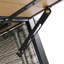 Chariot-grill d'extérieur de 52,8 po de largeur avec table résistante aux intempéries, table en bois, bureau pliable, grand espace de rangement, porte-bouteilles en acier, cadre roulant gris, plateau de table allongé, support caché