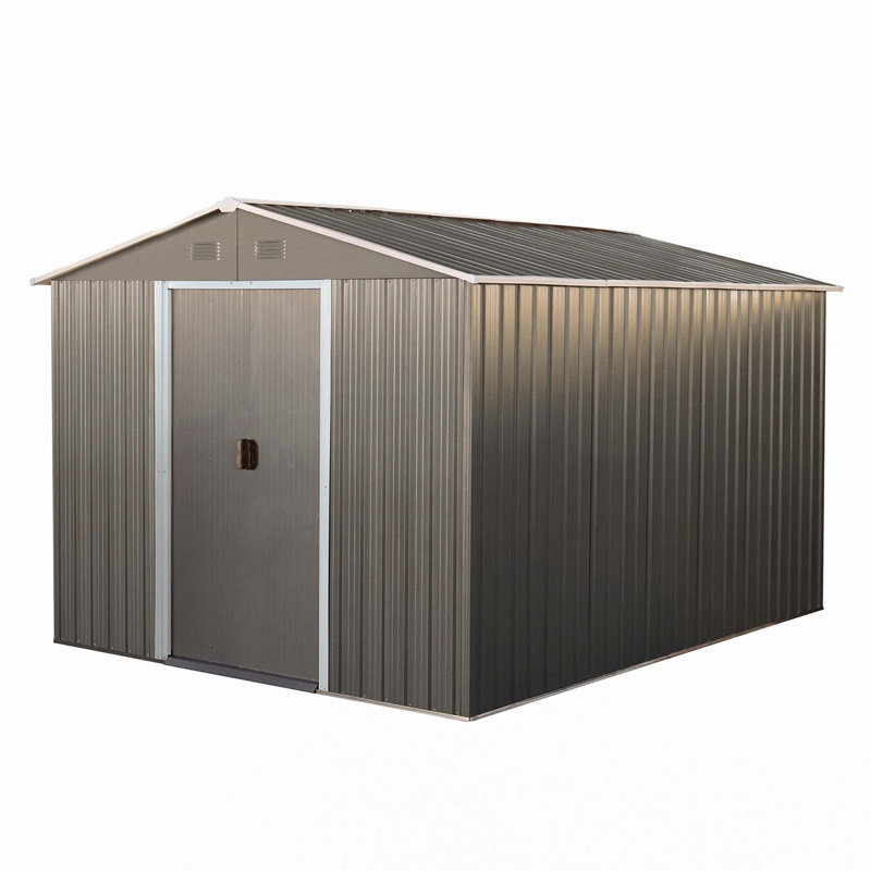 Remise de rangement extérieure en métal 8 x 10 pi avec base en métal, Gris