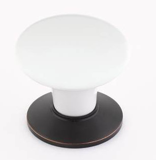 Mushroom Knob, 1.75" H x 1.5" W x 1.75" D, Ice White/Oil Rubbed Bronze