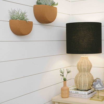 Ensemble de 2 pots à fleurs muraux en grès