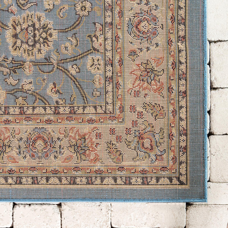 Tapis bourgogne Bhatari, Rectangle 4 pi 1 po x 6 pi 1 po, Light Blue