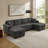  113'' U-Shaped Pull-Out Sofa Bed With Storage Chaise-89332598