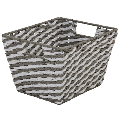  Grand panier tissé rayé gris