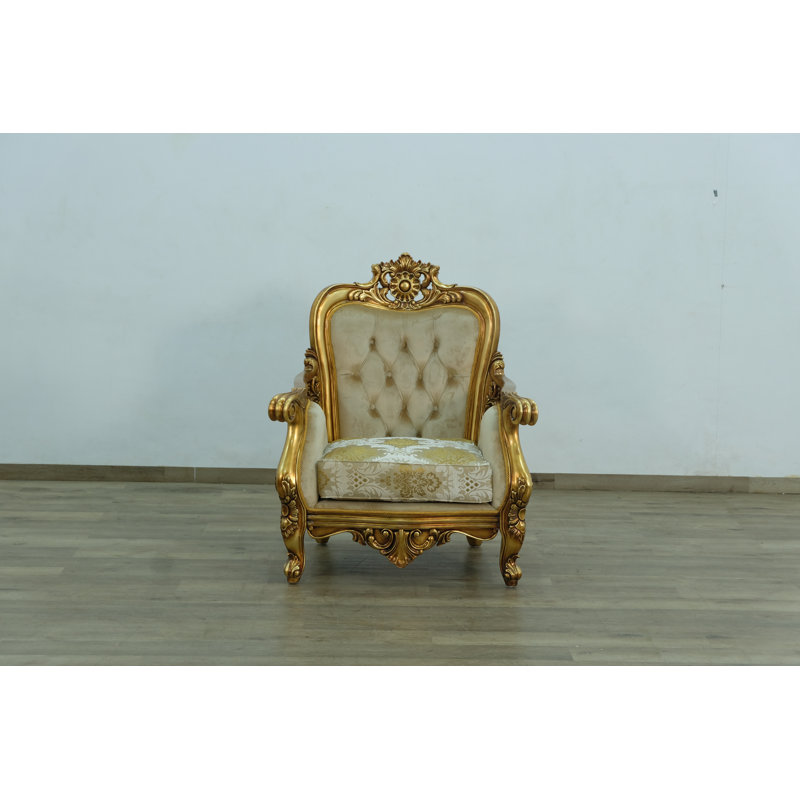 Armchair, Gold, Beige/Off White