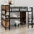 Metal Loft Bed Featuring A Wardrobe, L-Desk And  Storage Shelves-1615113877