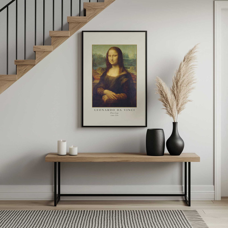 «Mona Lisa» par Leonardo da Vinci, Reproduction encadrée sans passe-partout, Zinc patiné, H 15,25 po x l 12,25 po x P 1,25 po