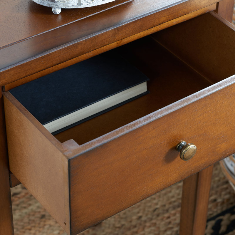 Joanna Solid Wood End Table with Storage, Brown