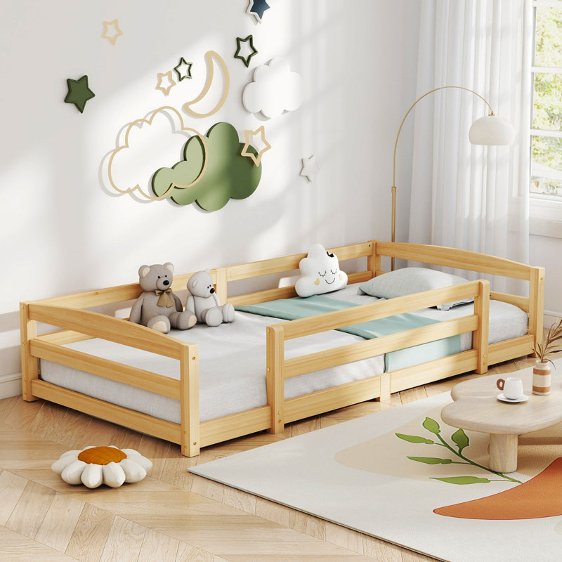 Double Entry Floor Bed, Tan, Twin