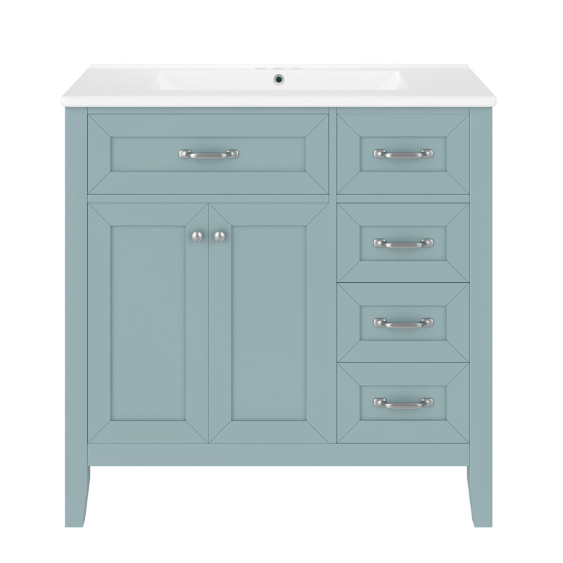 Meuble-lavabo 36 po avec lavabo, Vert / Argent