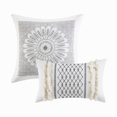 Ensemble d'édredon en coton avec chenille ivoire double / grand