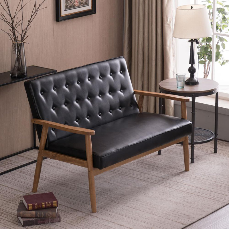 Causeuse 49,61 po, Similicuir noir