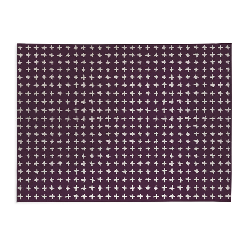 Tapis de cuisine à profil bas Check, Aubergine, Rectangle 5 pi x 7 pi
