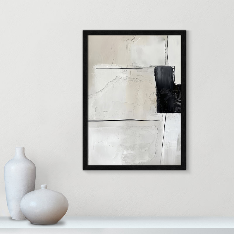 «Neutral Balance I Print» par Lazar Studio, 17'' W x 23'' H, Grain de bois noir, Impression encadrée