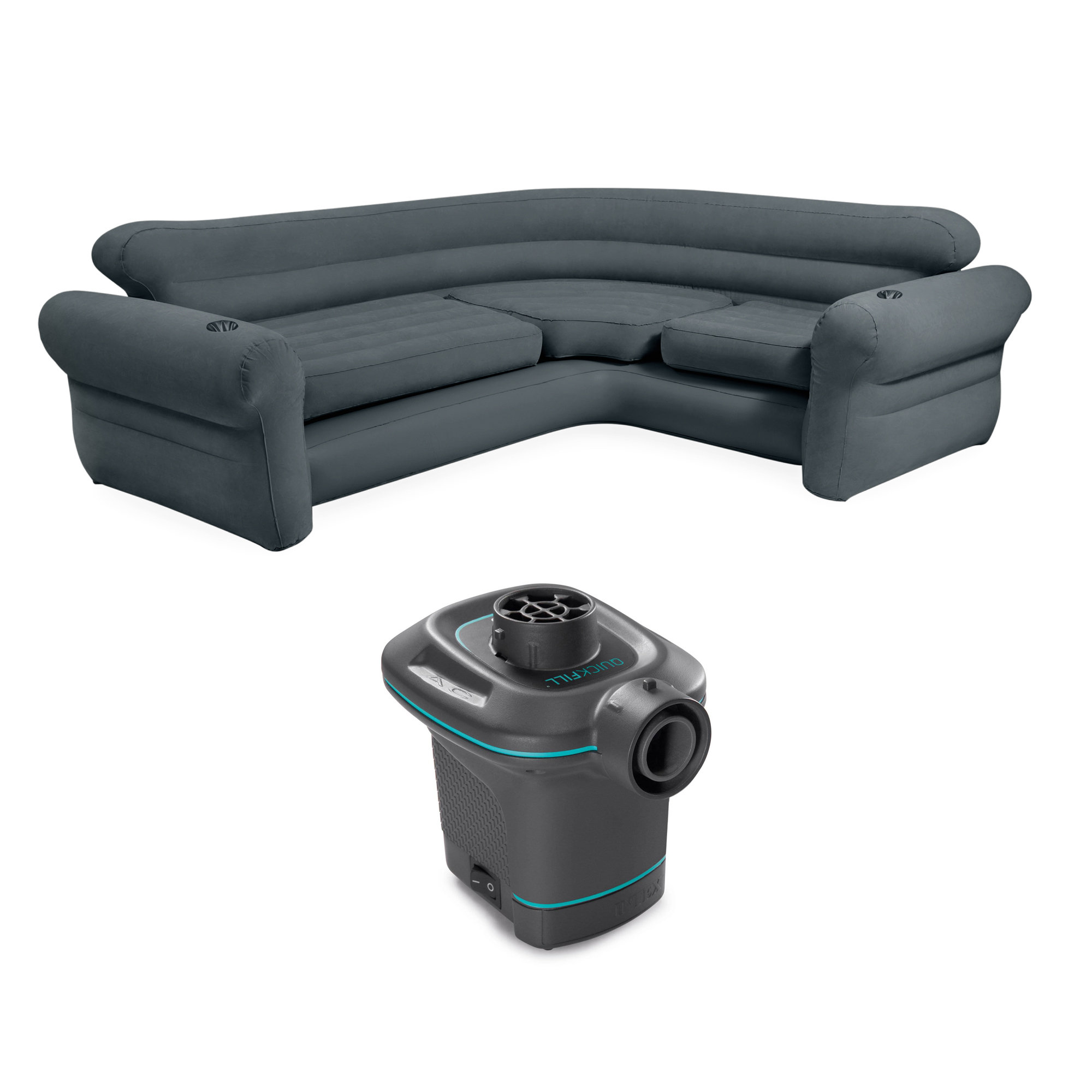 Intex Inflatable Corner Sectional Sofa w/ 120V Quick Fill AC