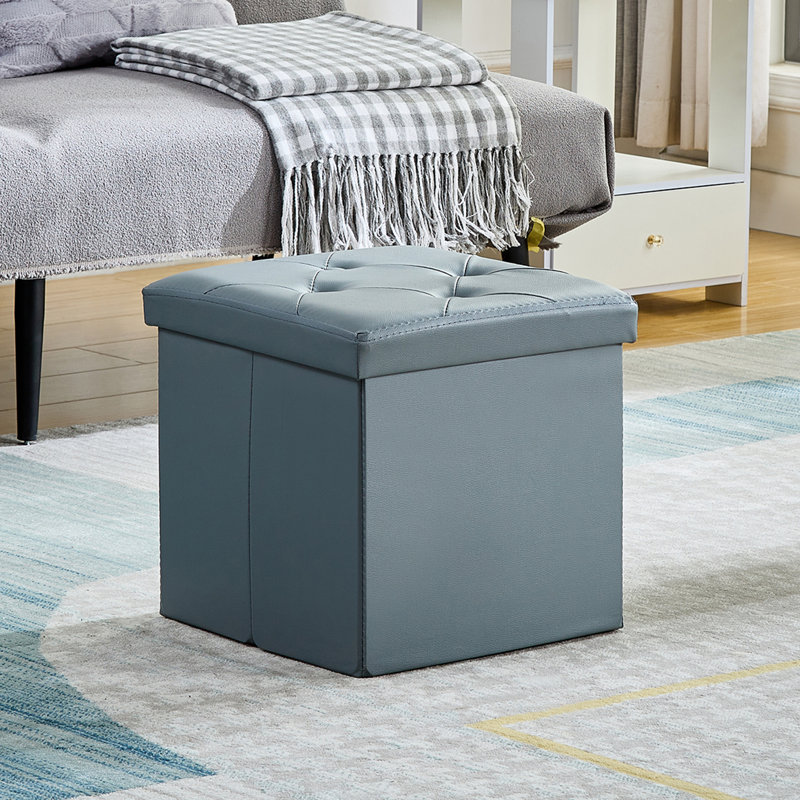 Repose-pieds en cuir Markeitha, Similicuir gris