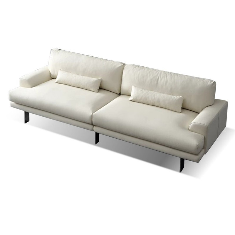 Coussin de canapé modulaire en cuir véritable cristal crème, 30,71 po H x 110,24 po L x 37,40 po P, 4