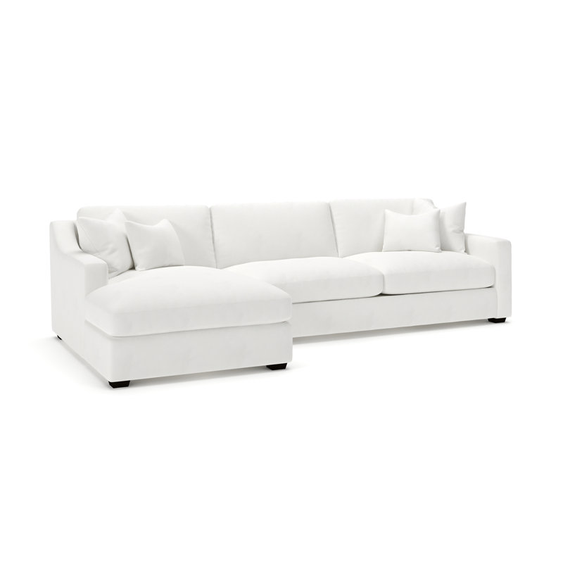 Canapé modulaire 2 pièces Rhodes, Blanc sergé décoloré classique, Orienté vers la gauche