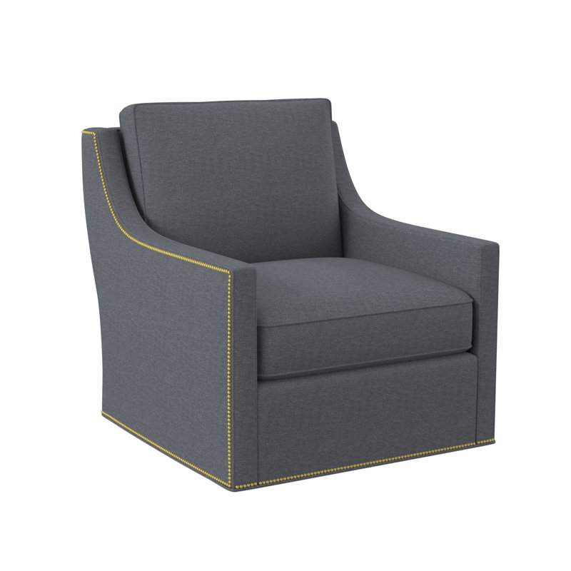 Sonoma Upholstered Swivel Armchair, Polished Brass Small, Elise Harbor 100% Polyester