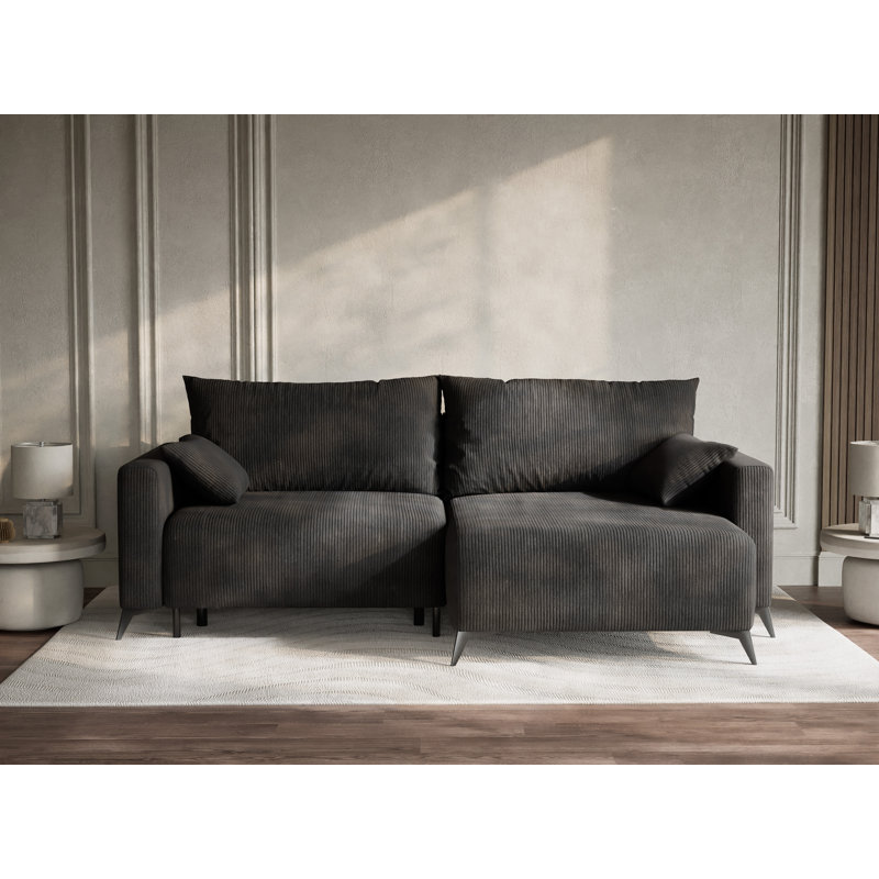 3 Seater Reclining Corner Sofa , Right Hand Facing, Velvet - Graphite