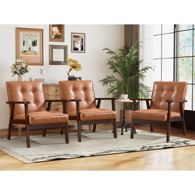 Fauteuil d'appoint rembourré capitonné rétro avec pieds en bois massif 25 po Chesterle