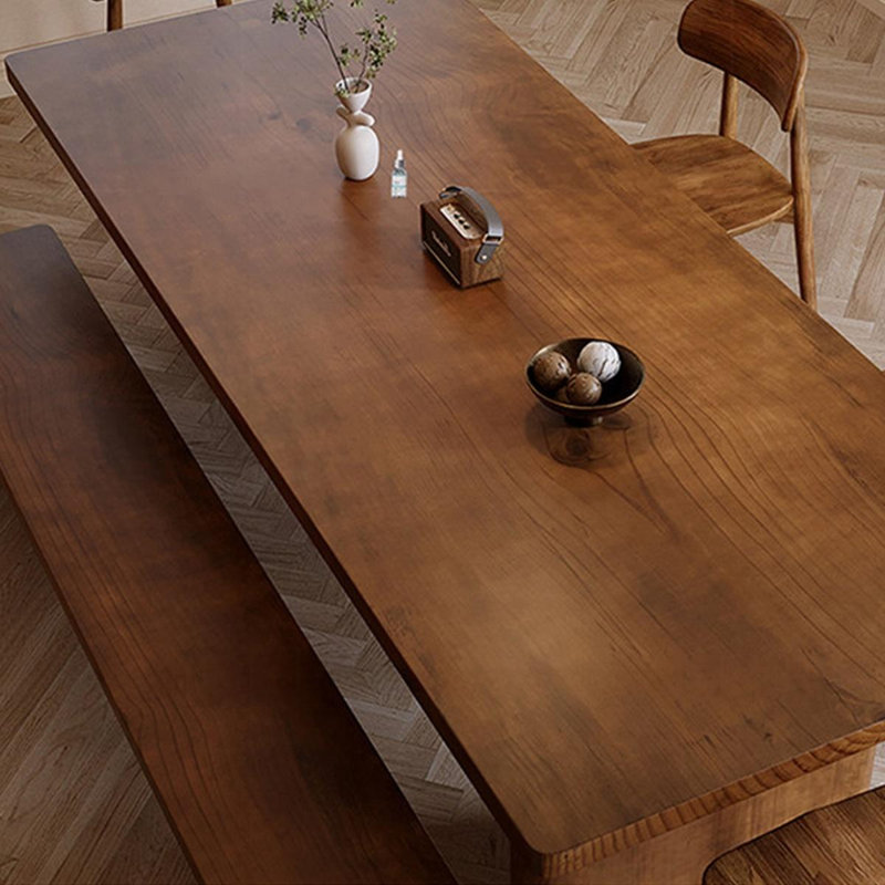 Brown Rectangular Solid Wood Sled Dining Table, 29.53"H x 62.99"L x 27.56"W