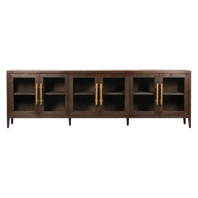 Basel Reclaimed Pine And Glass Door Sideboard With Bar Pull Hardware