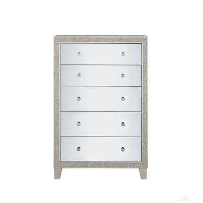 Commode à finition miroir et champagne