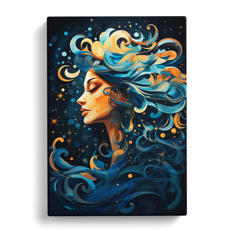 Aquarius Zodiac Orphism - Wrapped Canvas Print, 60cm H x 40cm W x 3cm D