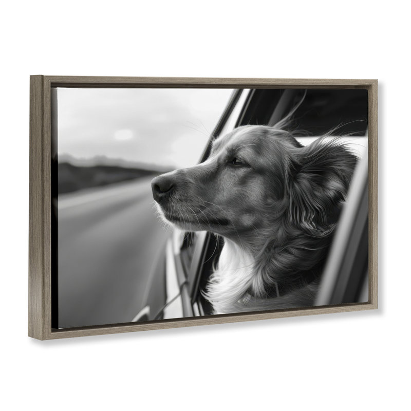 «Dog Out Car Window», art mural sur toile flottante, design par LSR Creative Studio, H 17 po x l 25 po