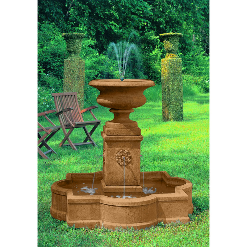 Palazzo Hand Crafted Weather Resistant Column Fountain, Travertine