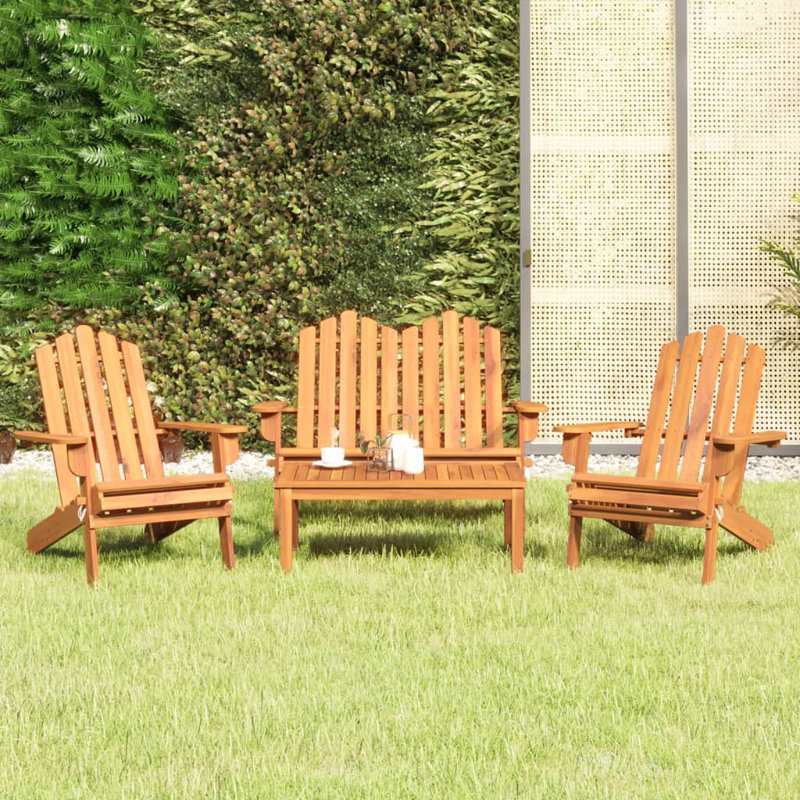 Ensemble de chaises Adirondack pliables pour l'extérieur Grinnell, Brun