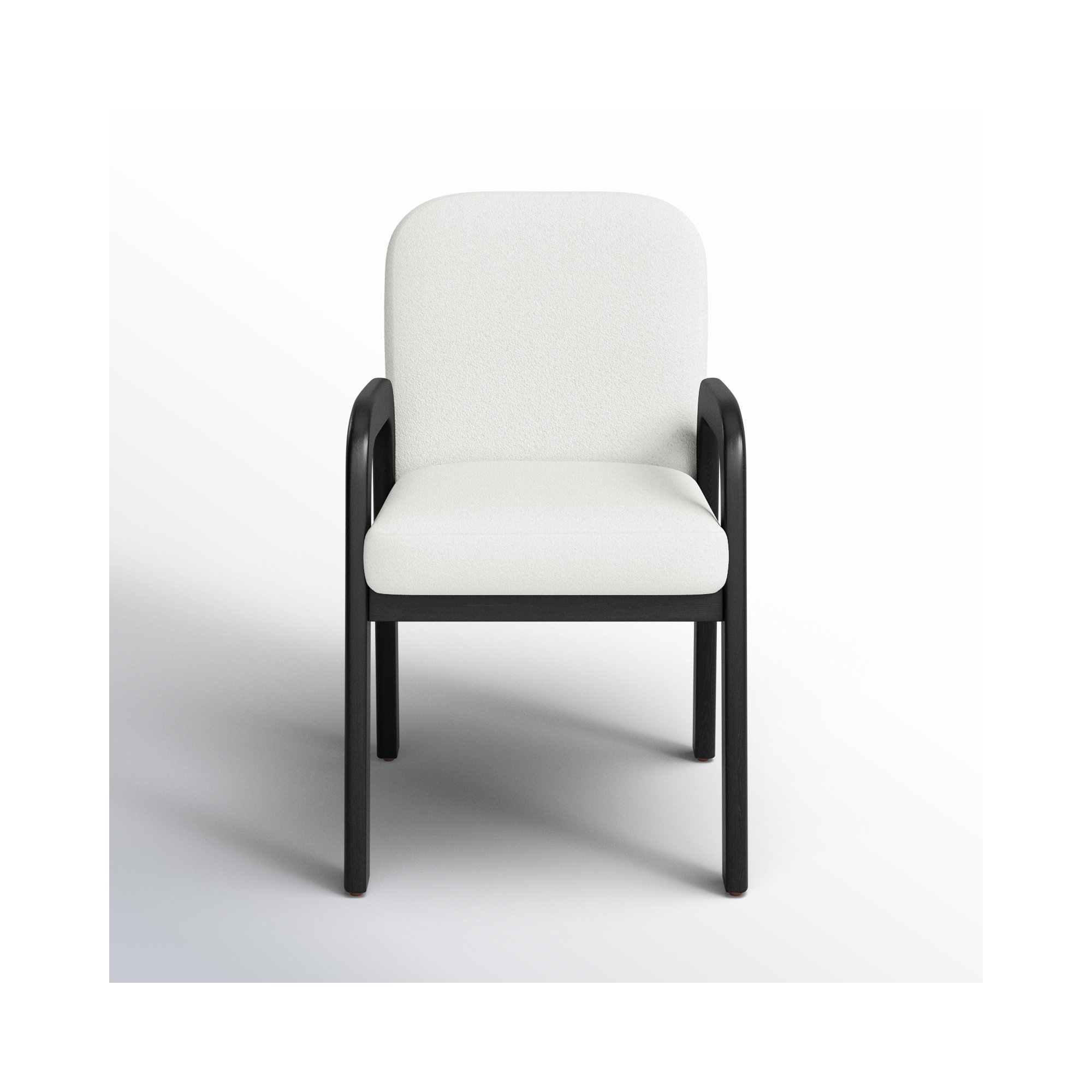 Elara Boucle Dining Armchair, Ivory, Black