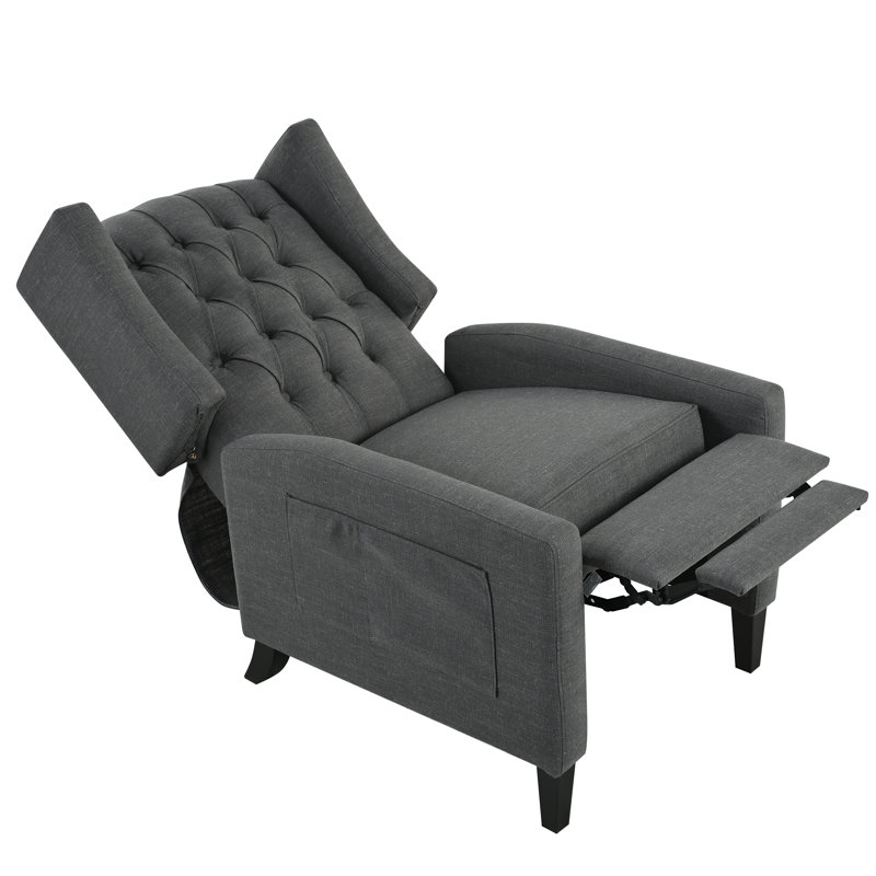 Fauteuil inclinable manuel à oreilles. Avec table d'appoint pliable, Gris foncé