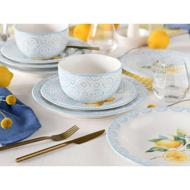 Lemoncello Piece Stoneware Dinnerware Set - Service for 4