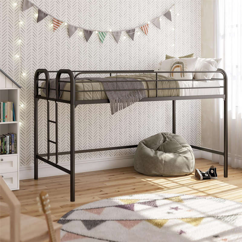 Kaylee Junior Metal Loft Bed, Twin, Black, Black