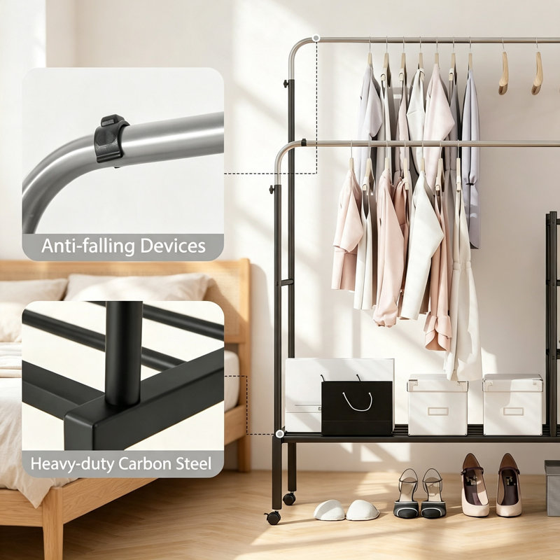130cm Adjustable Clothing Rack, Silver