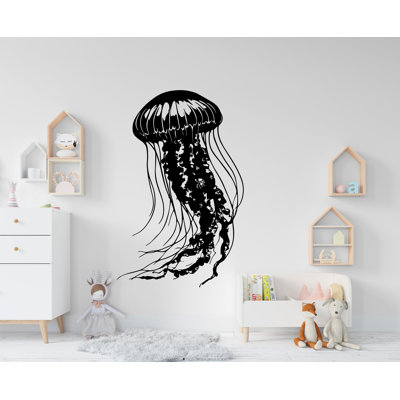 Adhésif décoratif méduse, méduse moderne, autocollants muraux, décor de salle de bain méduse, méduse pièce murale méduse 391RS