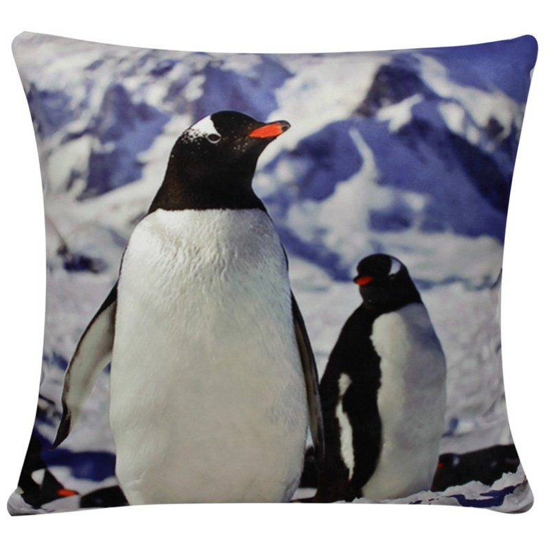 Cecchino Penguin Print Square Throw Pillow Cover